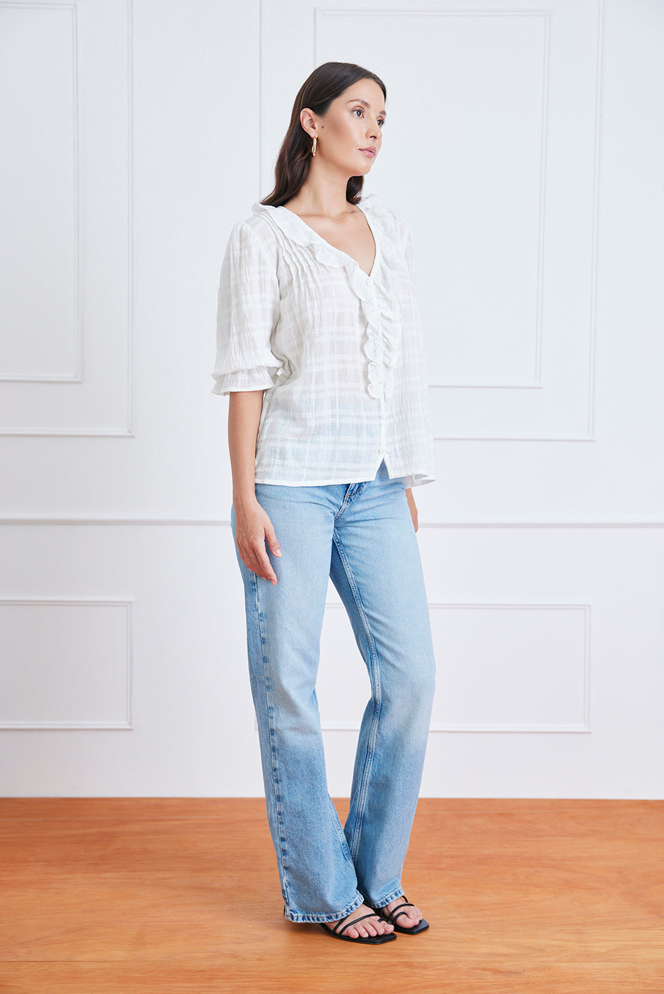 Chloe Shirt in Off White Plaid - Osadia Concept Store