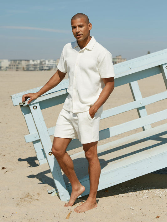 Archer Jacquard Textured Stripe Button-Down Pocket Shirt