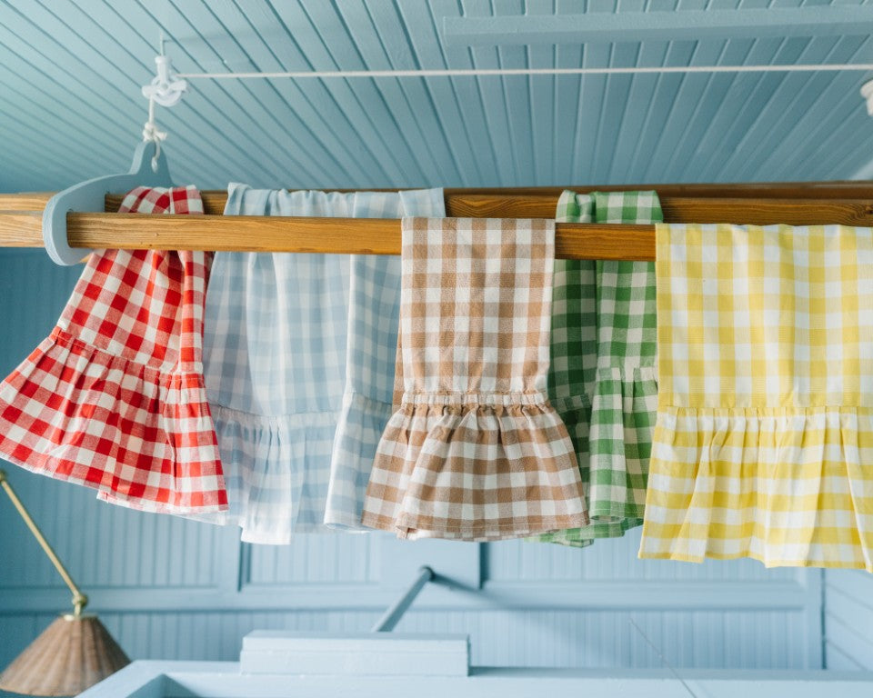 Moss Ruffled Gingham Dish Towel