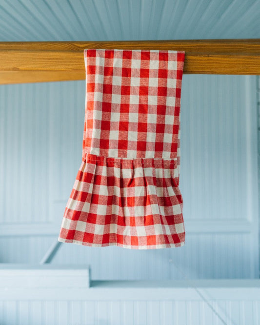 Ember Ruffled Gingham Dish Towel