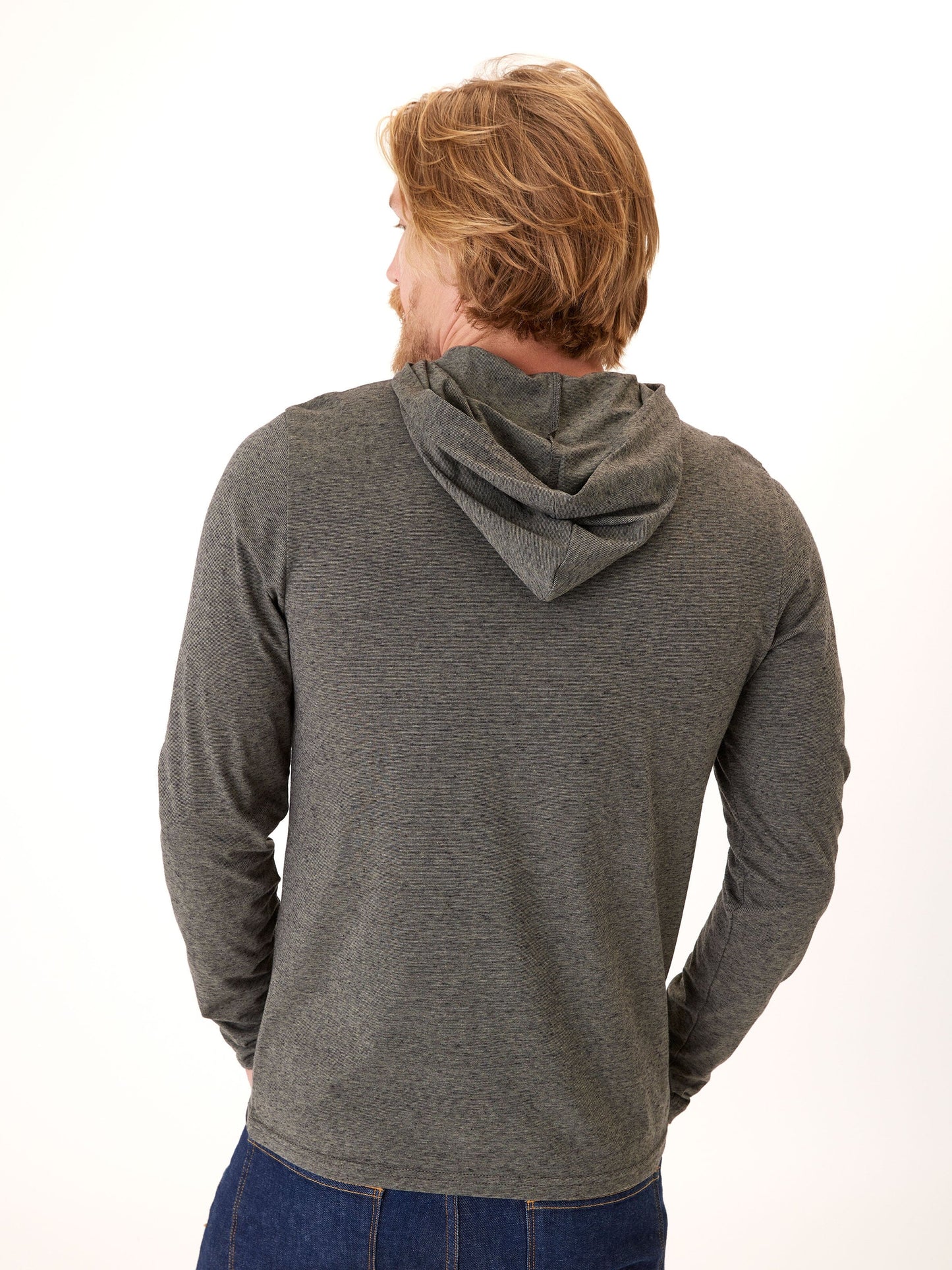 Black Fleck Triblend Henley Hoodie