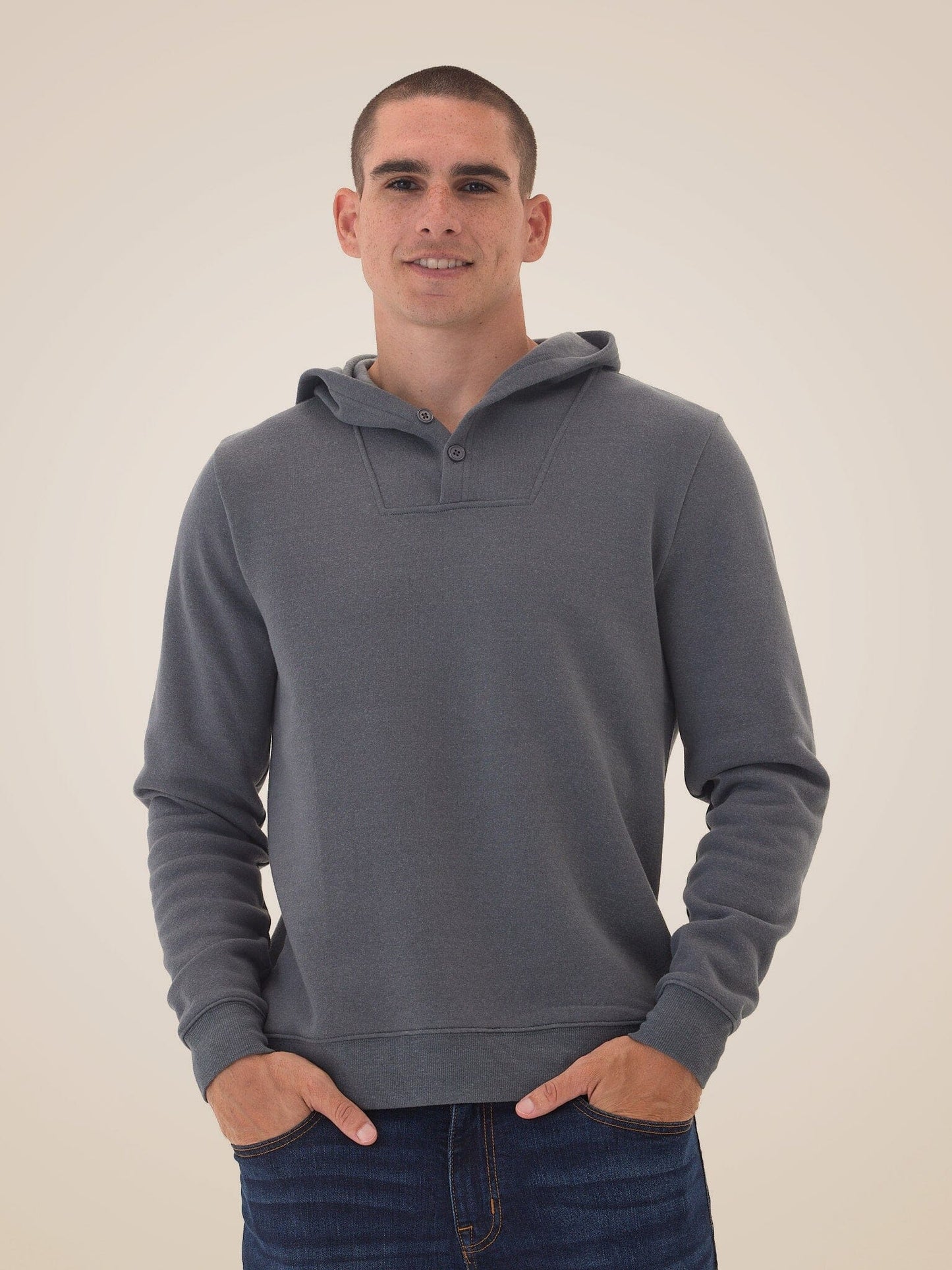 Kieran Triblend Fleece Henley Hoodie