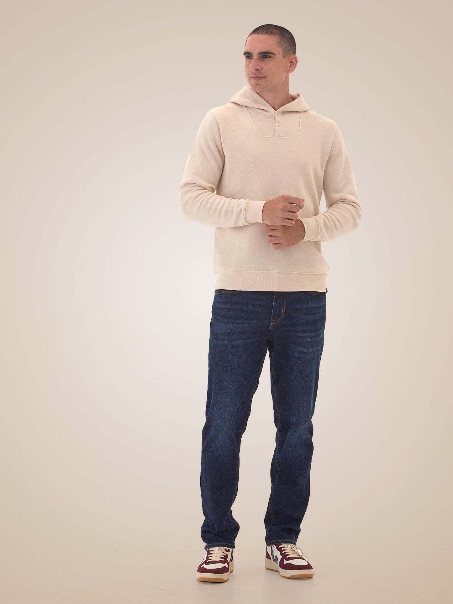 Kieran Triblend Fleece Henley Hoodie