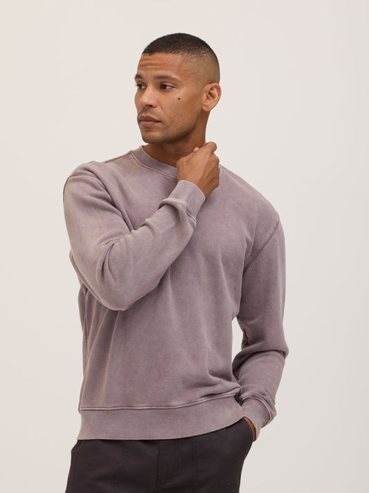 Dallas Mineral Wash Terry Relaxed Crew Pullover