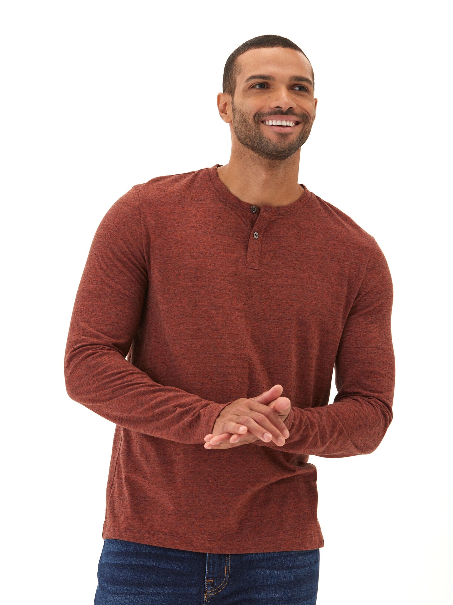 Braeden Black Fleck Long Sleeve Triblend Henley