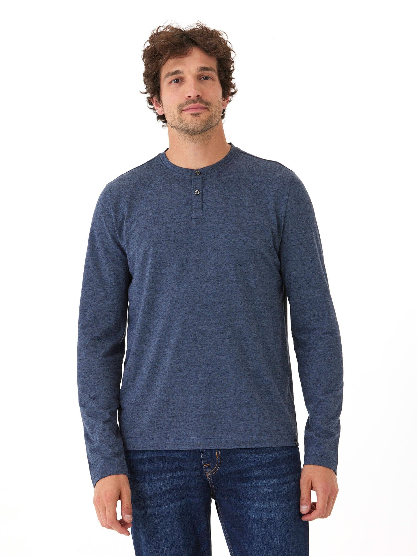 Braeden Black Fleck Long Sleeve Triblend Henley