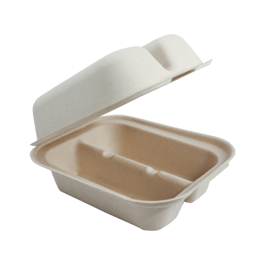 World Centric 8x5x3" Fiber Taco Box, 2-Compt (QTY:300)