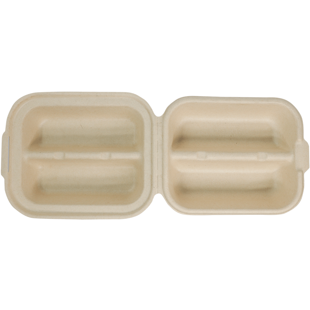 World Centric 8x5x3" Fiber Taco Box, 2-Compt (QTY:300)