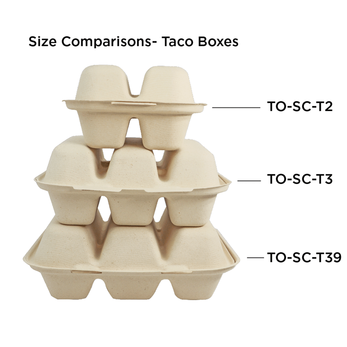 World Centric 8x5x3" Fiber Taco Box, 2-Compt (QTY:300)