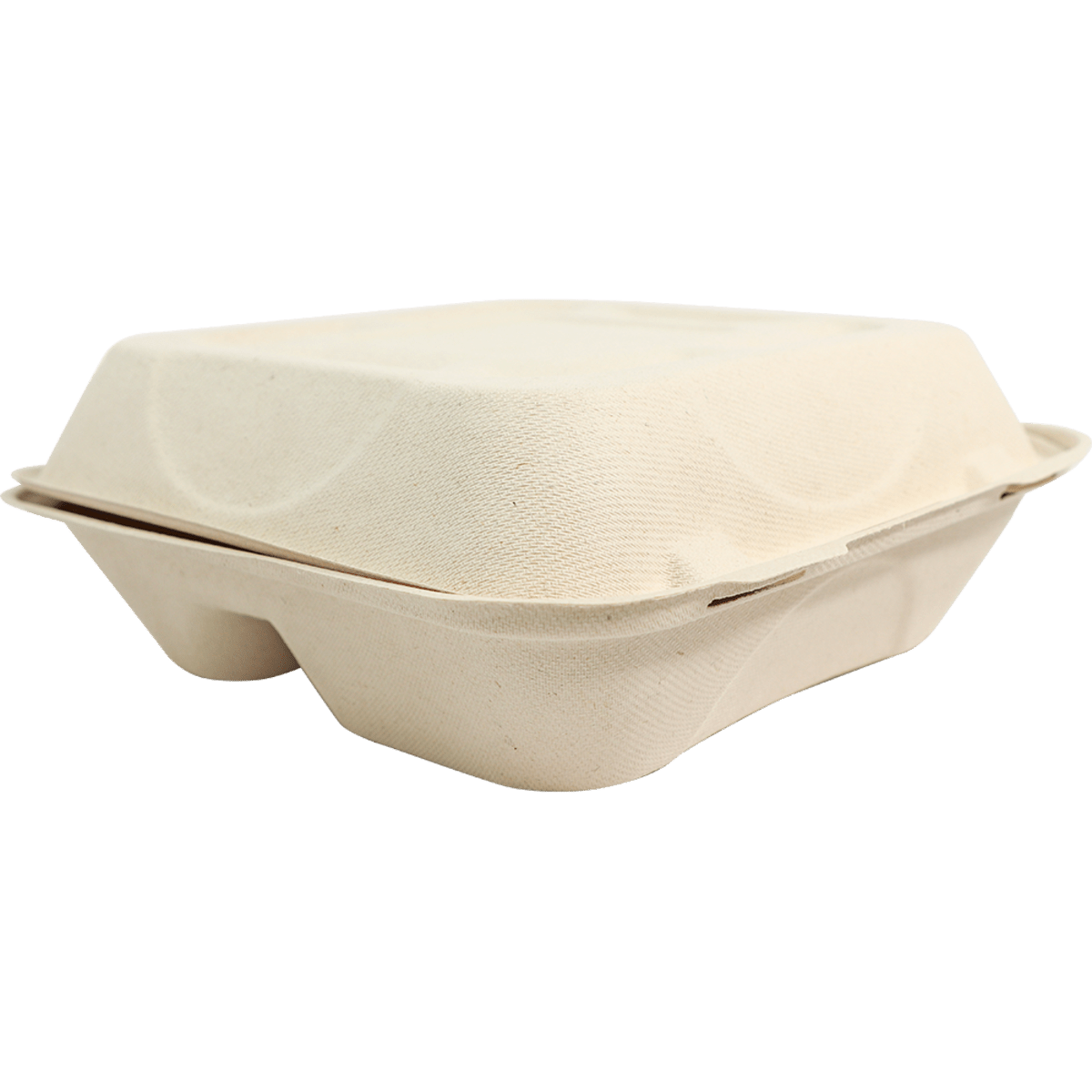 World Centric 9x9x3" Fiber Clamshell, 3-Compt PLA Lined (QTY:300)