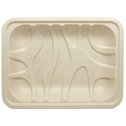 World Centric 3P Meat & Produce Tray, Unbleached Plant Fiber (QTY 450), SKU TR-SC-3P-LFS