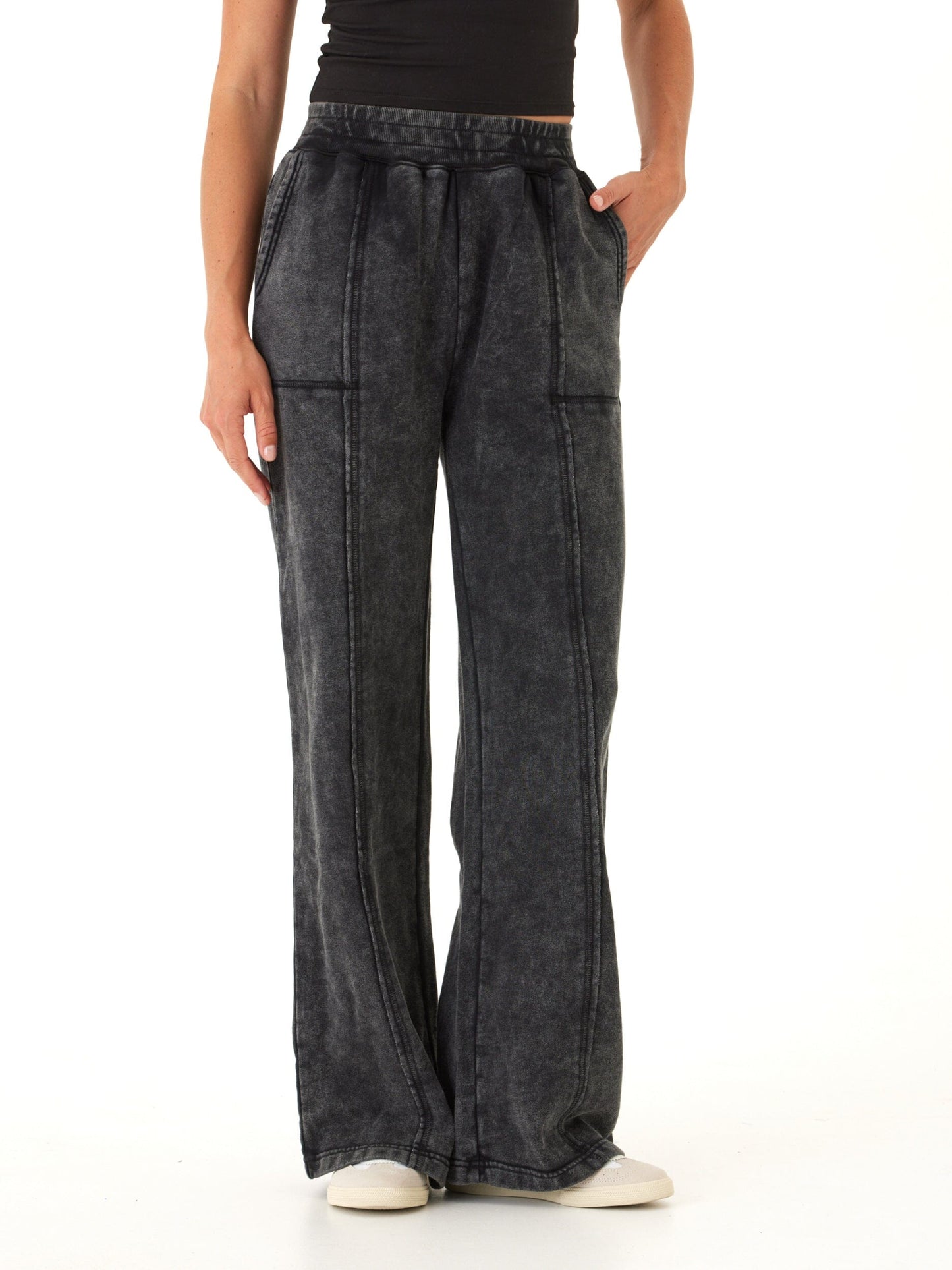 Hester Mineral Wash Terry Wide Leg Pant