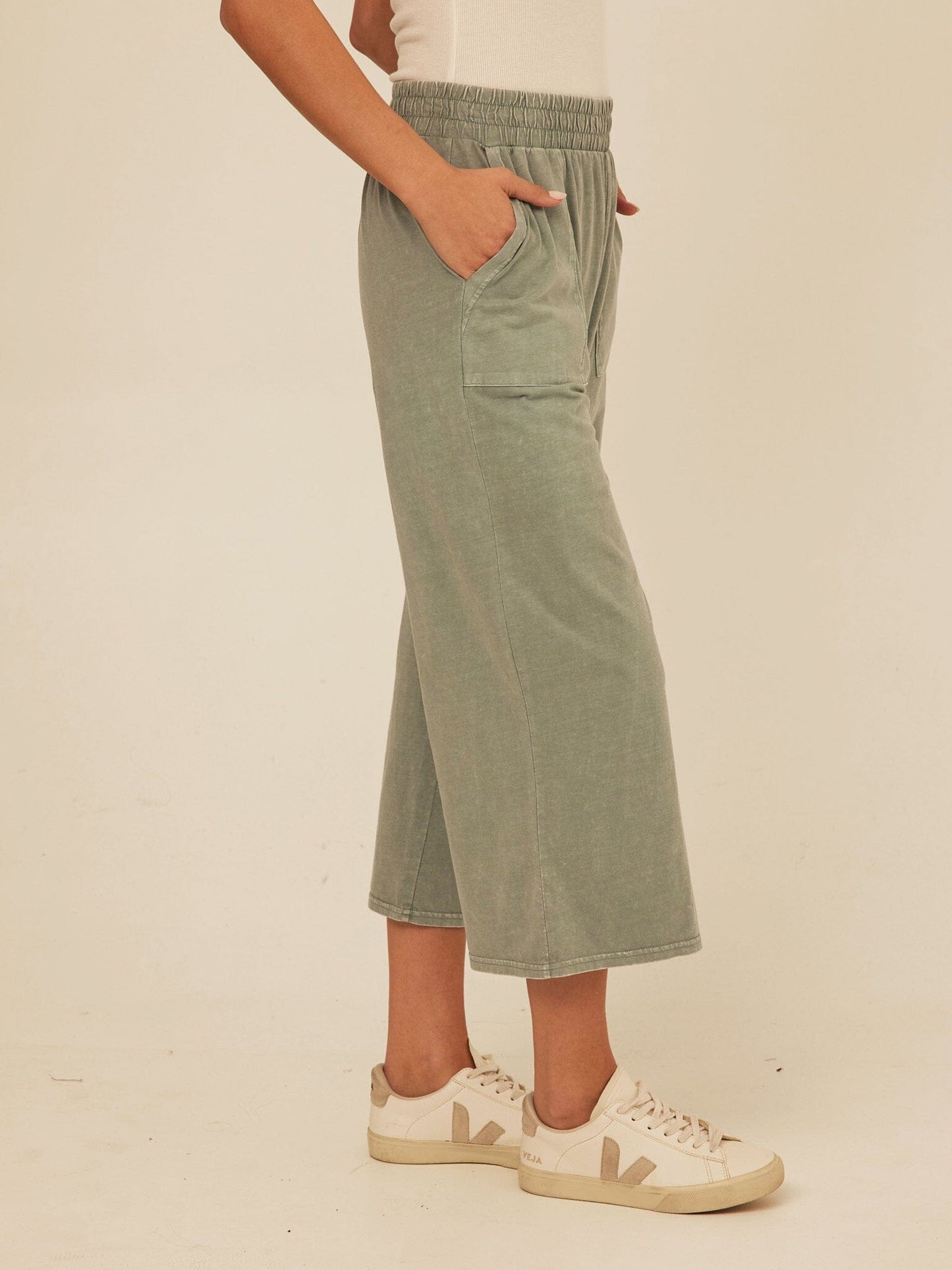 Alva Mineral Wash Eco Jersey Wide Leg Capri Pant