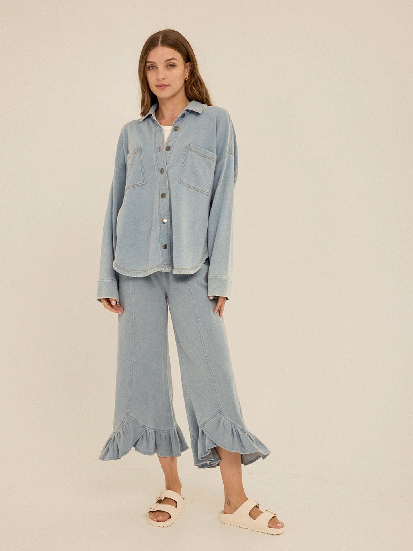 Blaire Denim Terry Button-Down