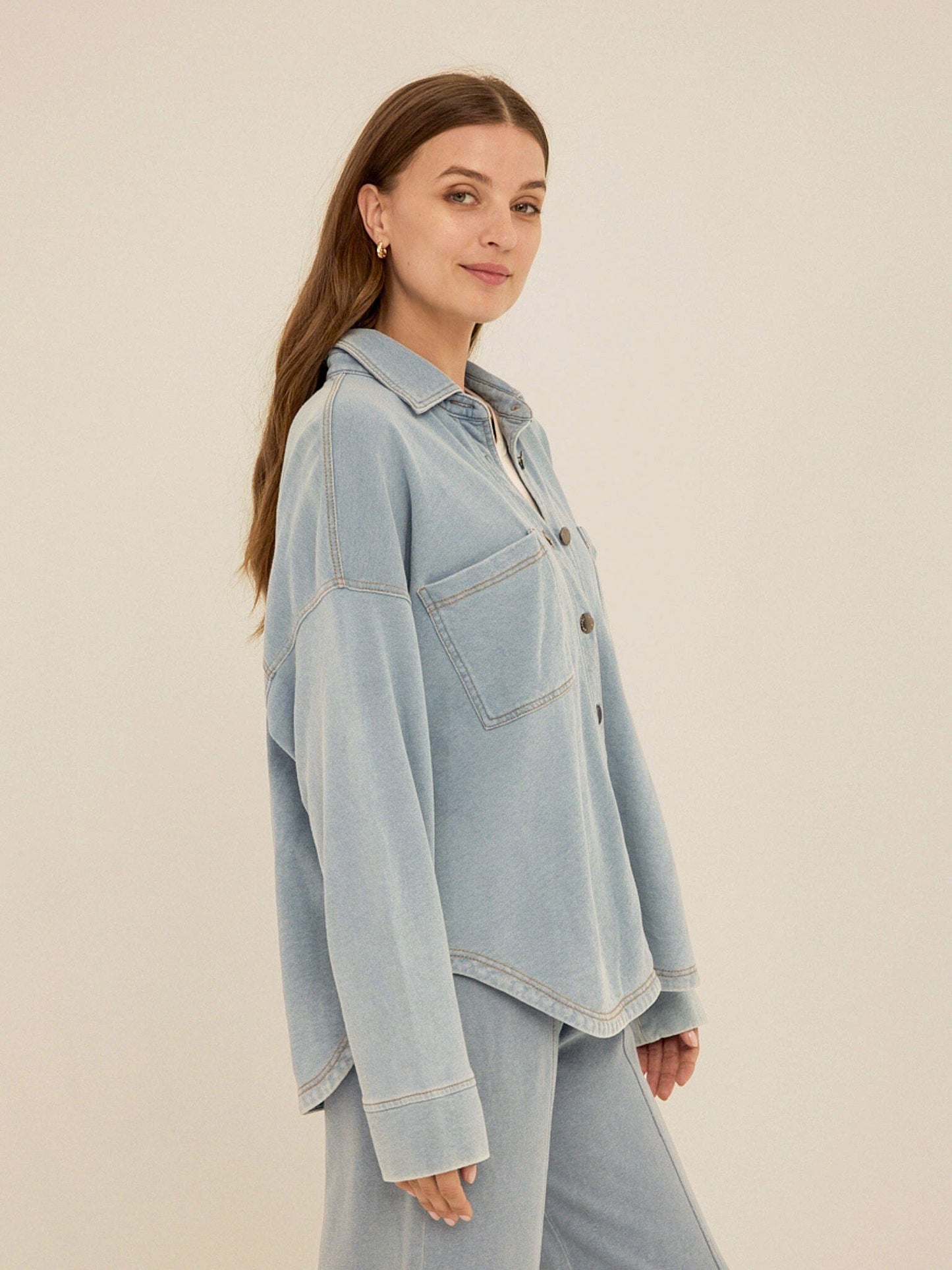 Blaire Denim Terry Button-Down