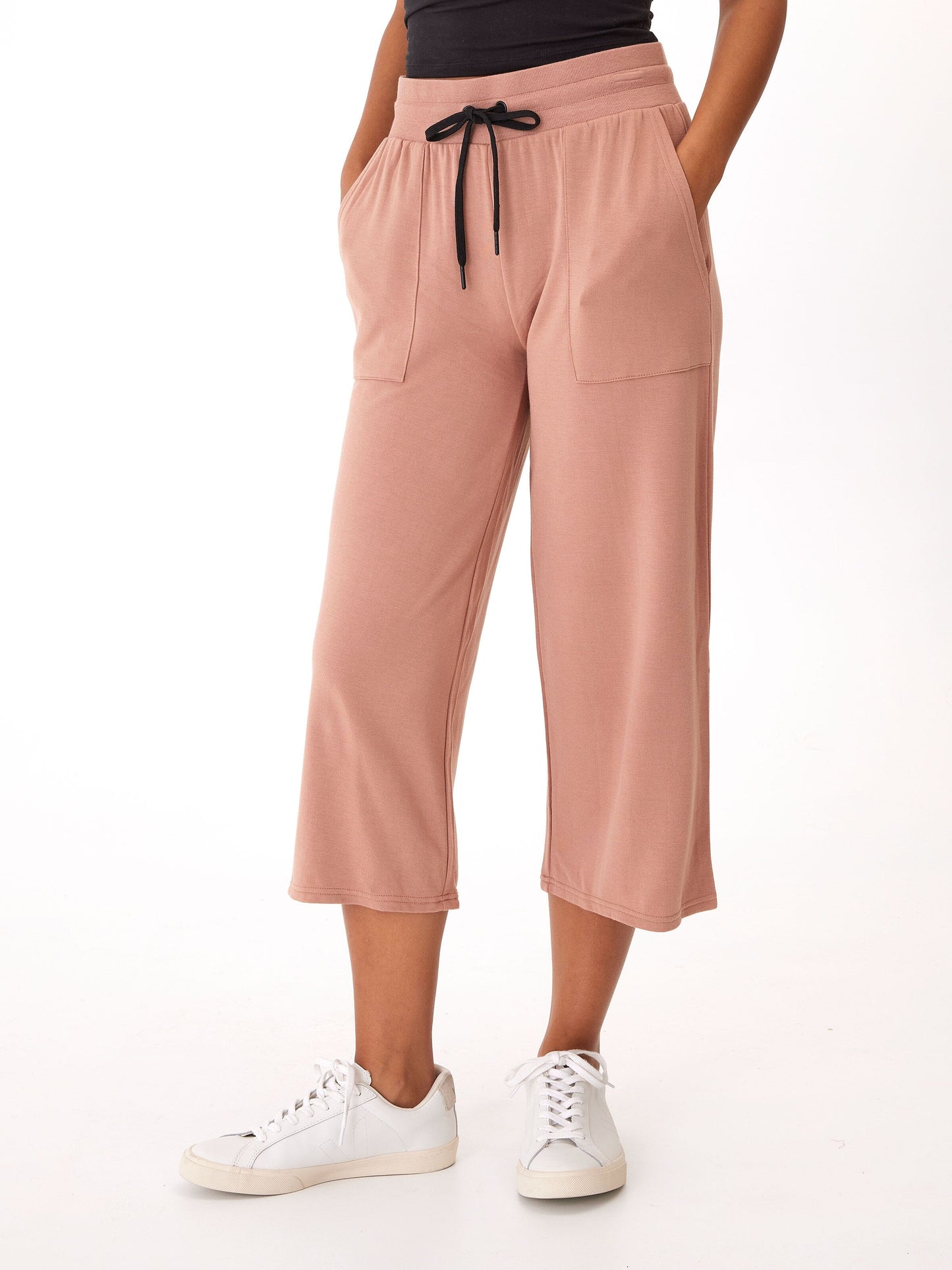 Carrie Feather Fleece Wide Leg Crop Pant 22"