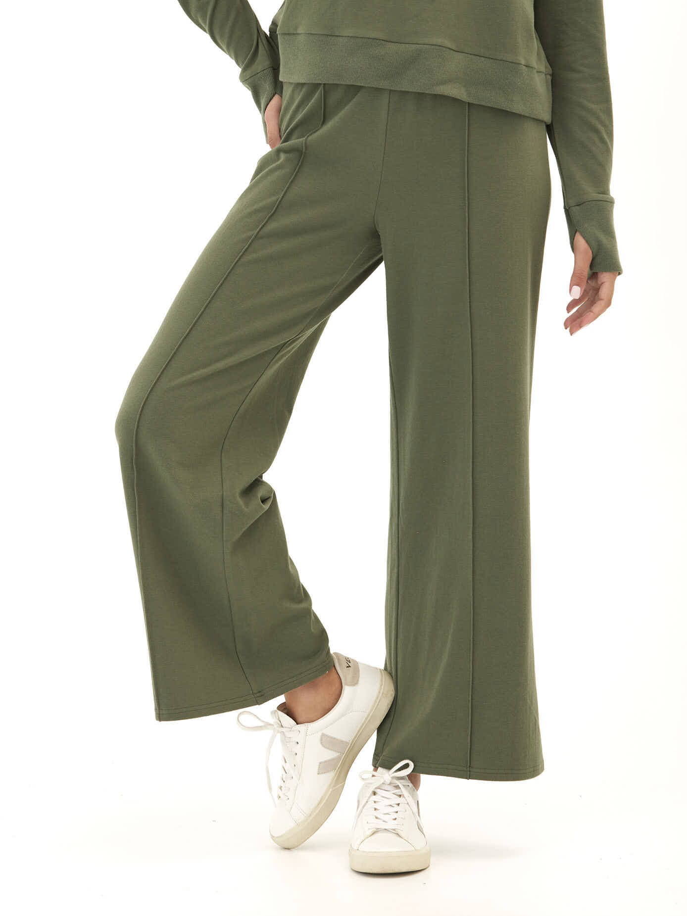Shiloh Cozy Fleece Rib Mix Wide Leg Pant