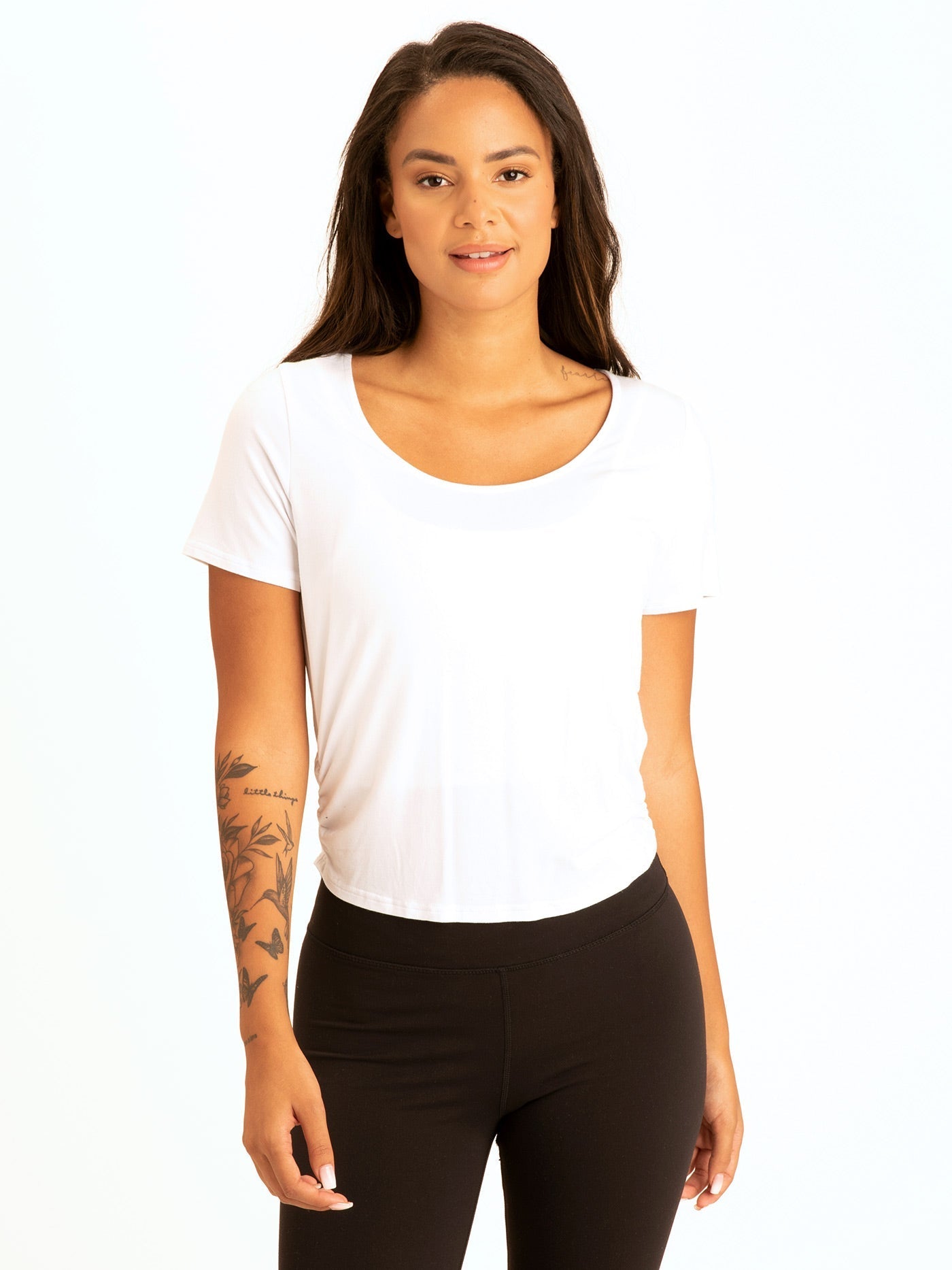 Deena Ruched Shirttail Cropped Tee