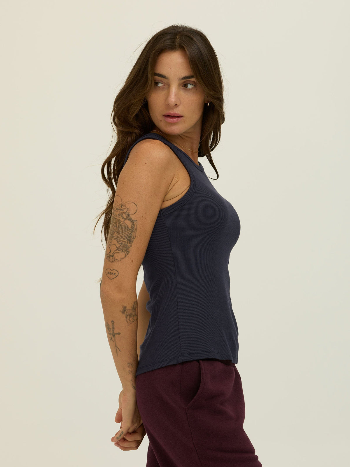 Bailey Feather Rib High Neck Tank