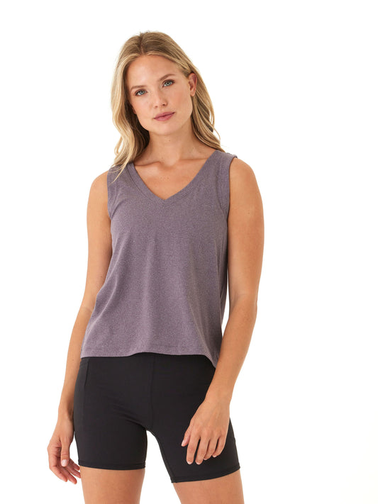 Kristie Criss Cross Heather Luxe Jersey Tank