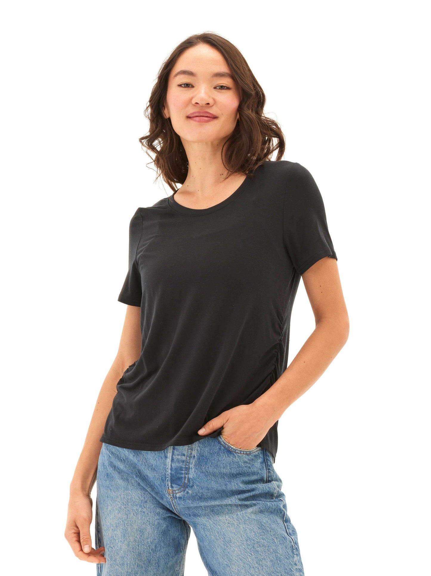 Briona Tencel Jersey Ruched Side Tee