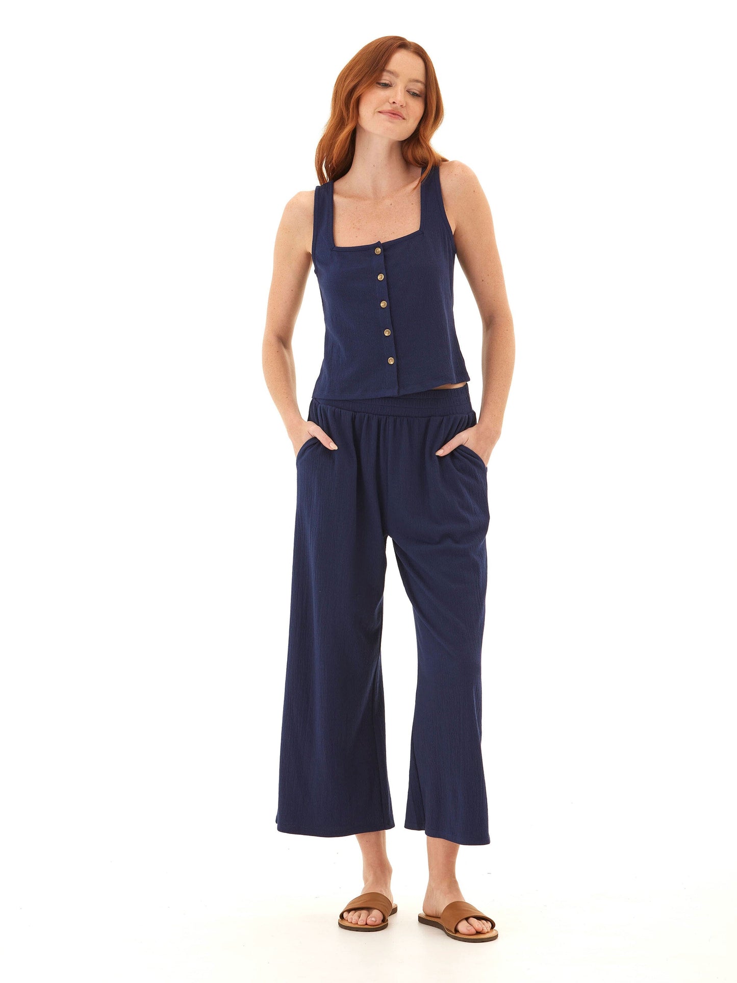 Jamila Smocked Jersey Tank