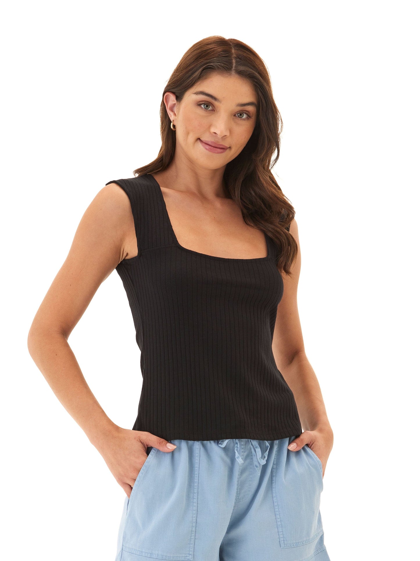 Leah Organic Rib Square Neck Tank