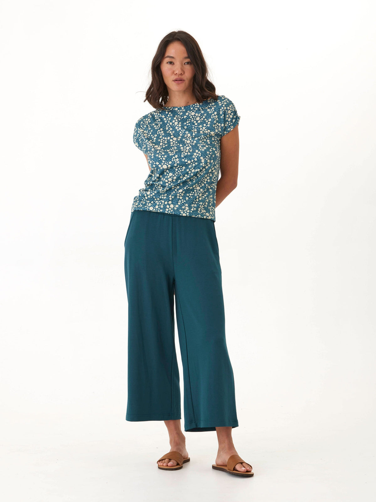 Leoni Micro Bloom Print Off-Shoulder Luxe Jersey Top