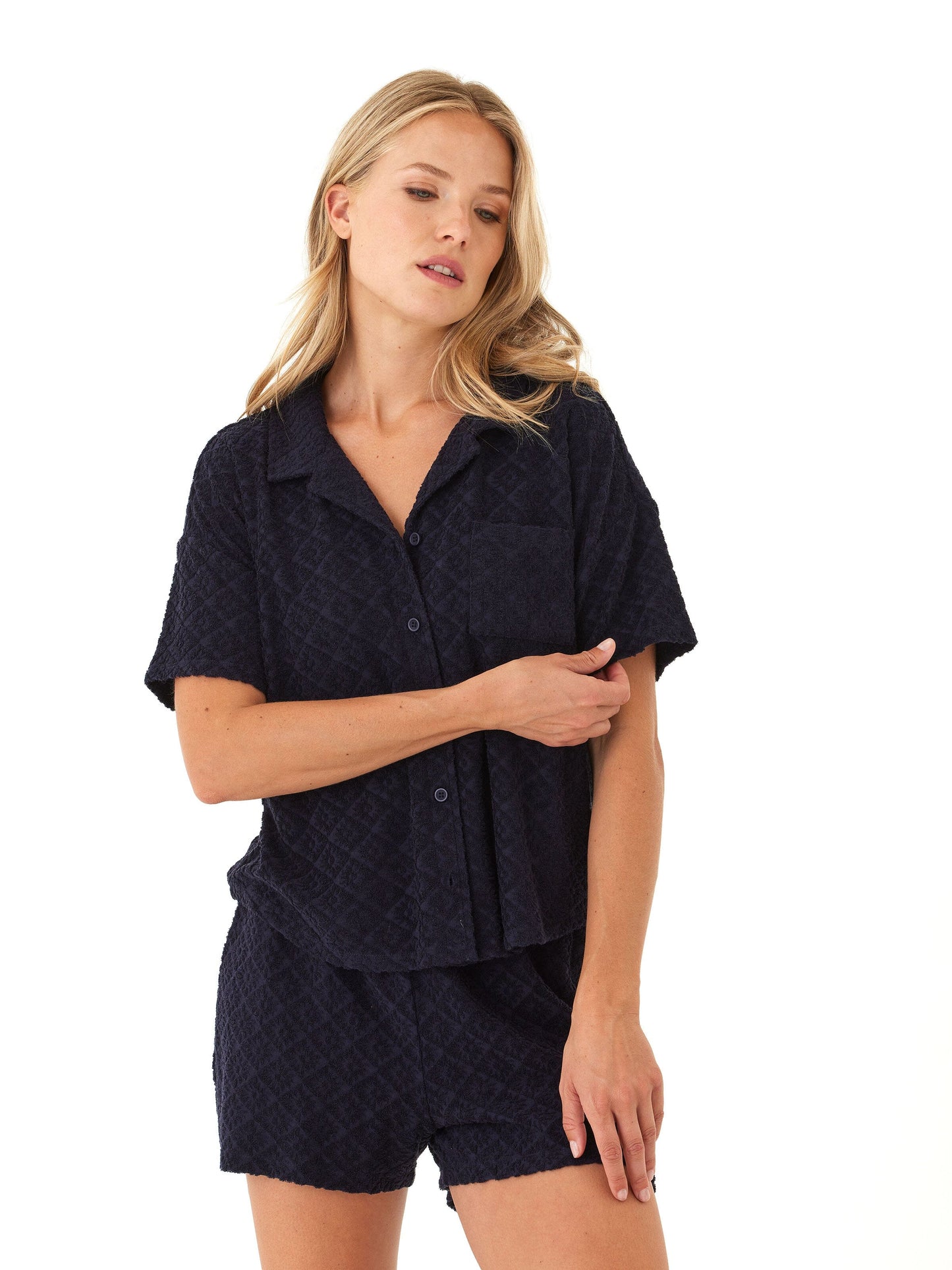 Mikaela Jacquard Terry Button-Up