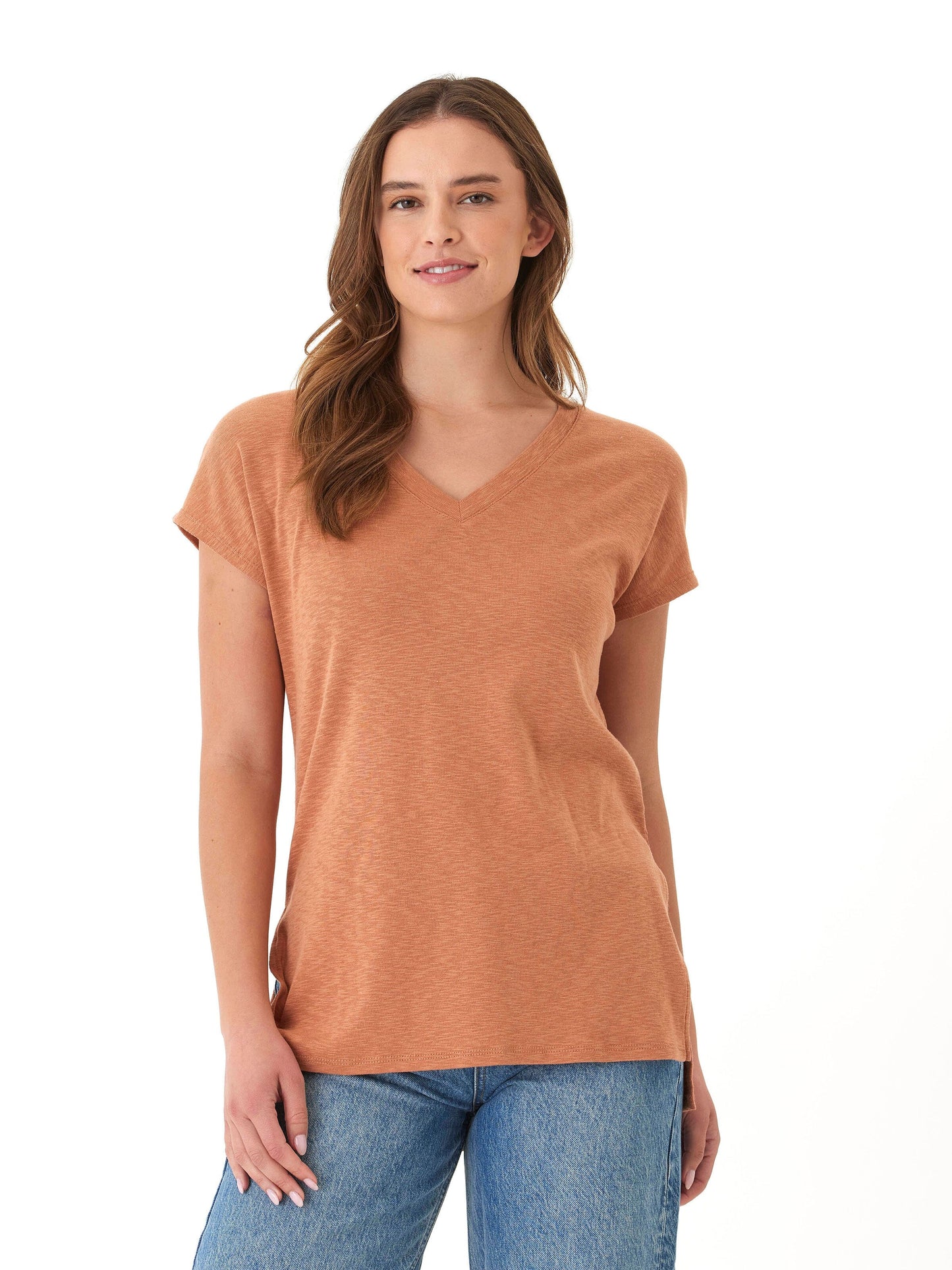 Elsie Textured Slub Jersey Vneck Tee