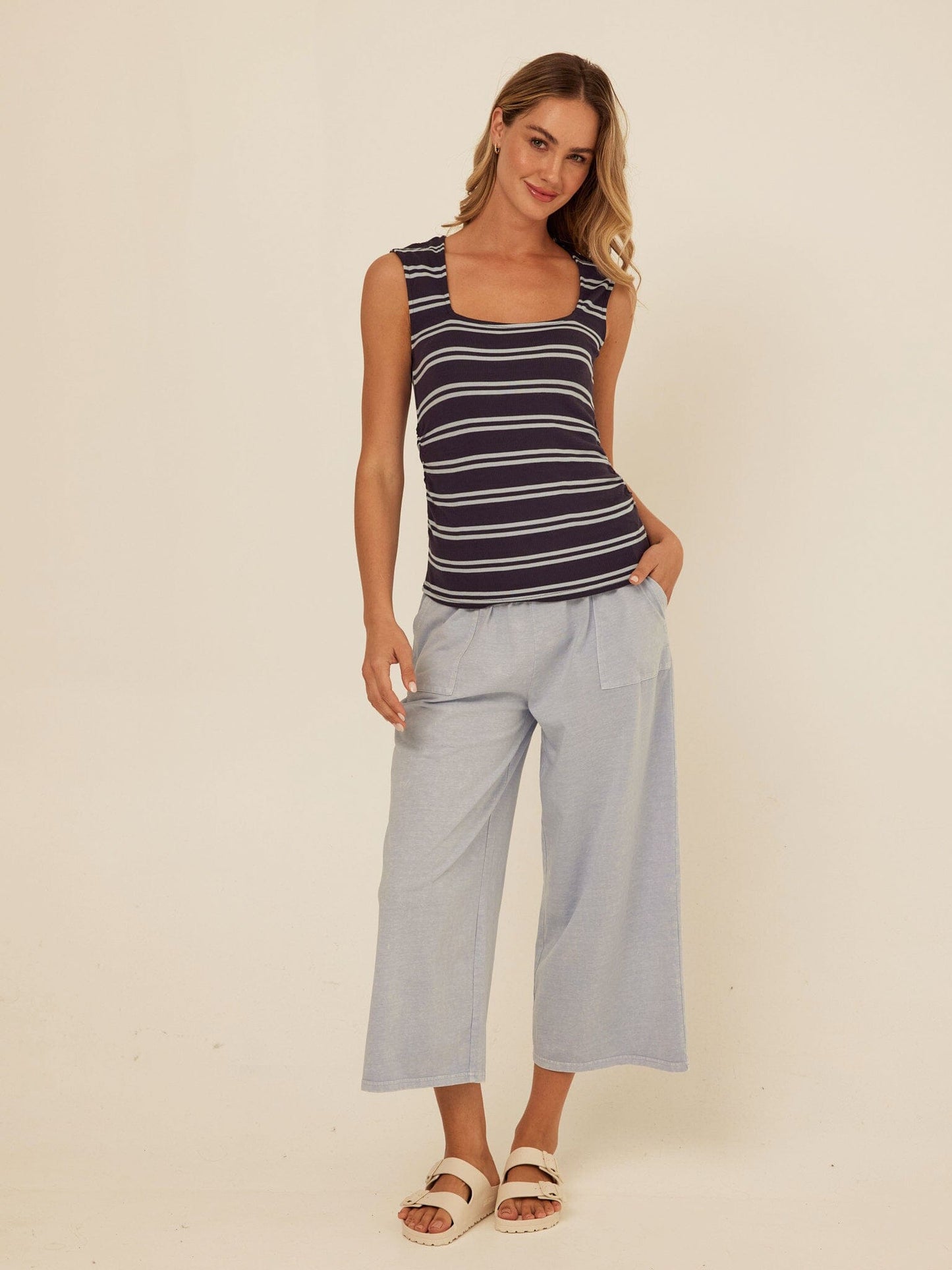 Brynlee Feather Rib Ruched Top
