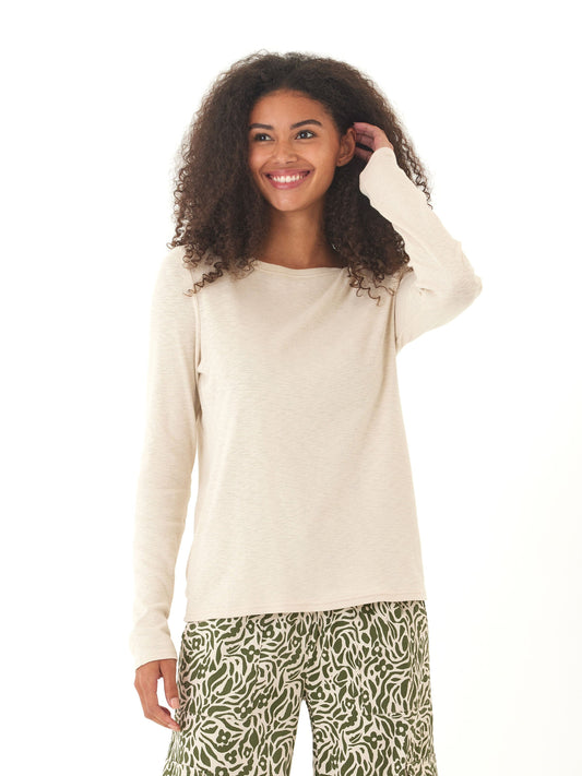 Francine Textured Slub Jersey Twist Long Sleeve Top