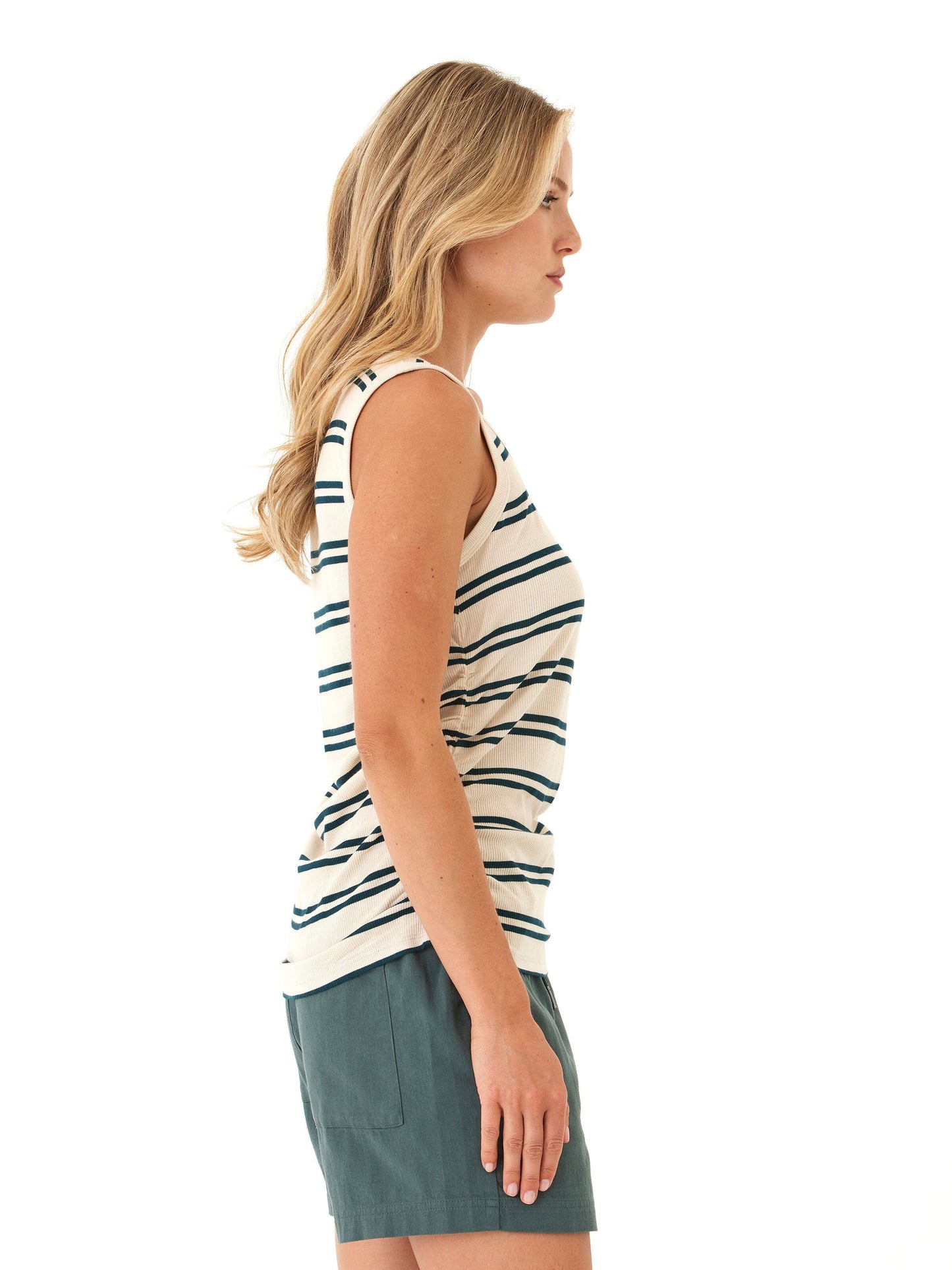Megan Feather Rib Ruched Tank
