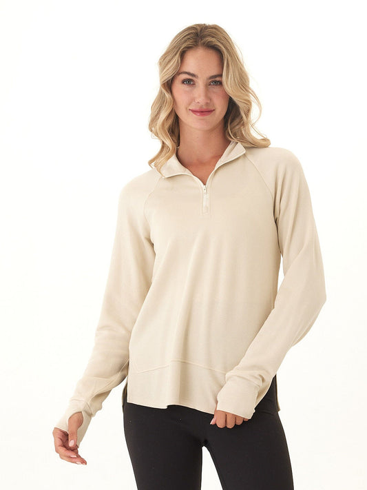 Kenzie Feather Fleece Quarter Zip Raglan Pullover