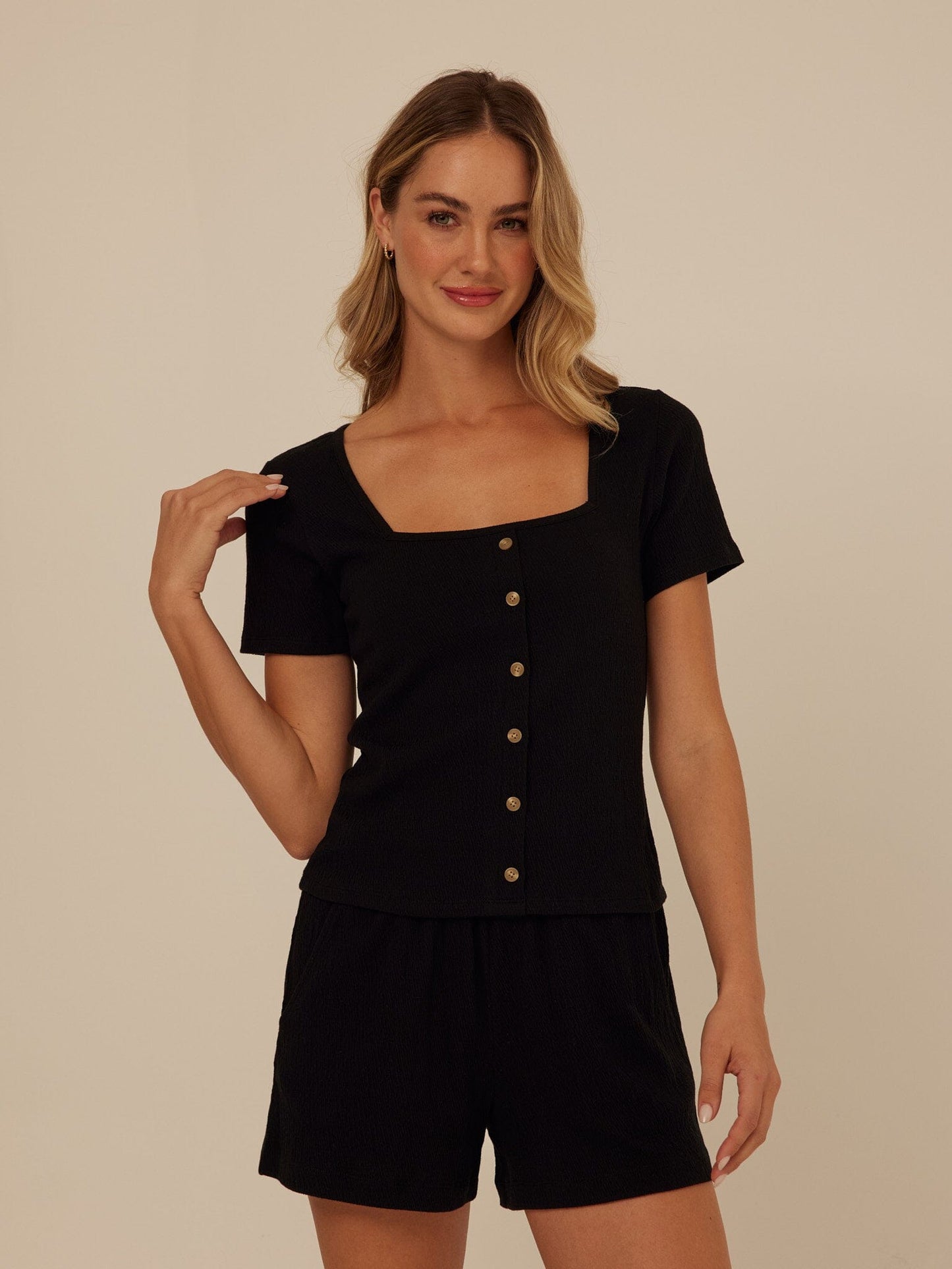 Jamila Smocked Jersey Short Sleeve