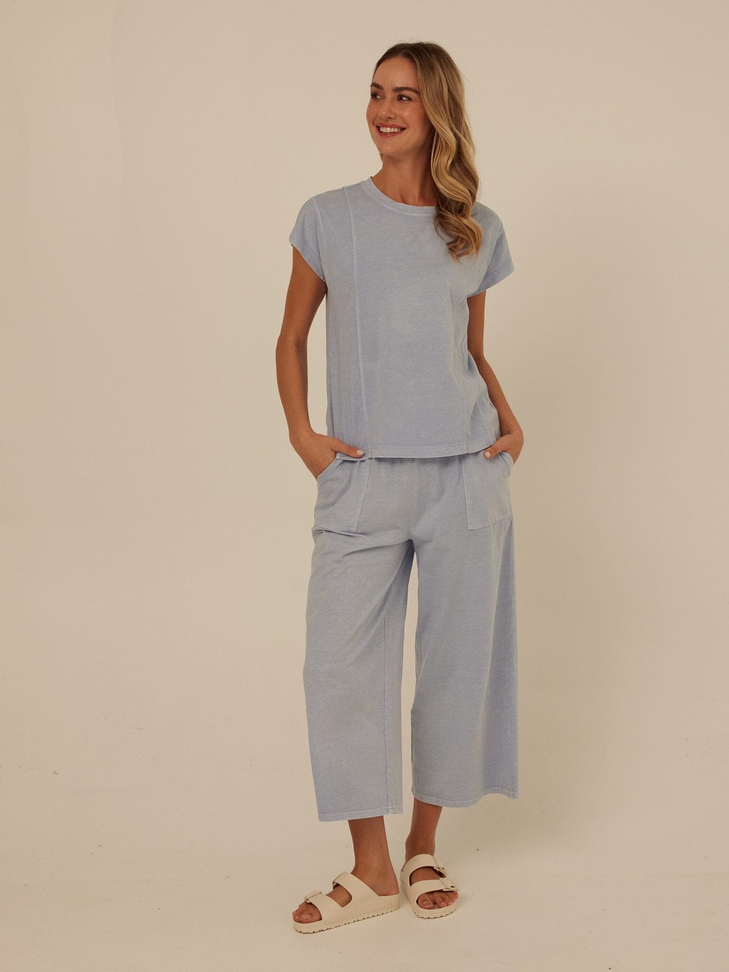 Alva Mineral Wash Eco Jersey Wide Leg Capri Pant