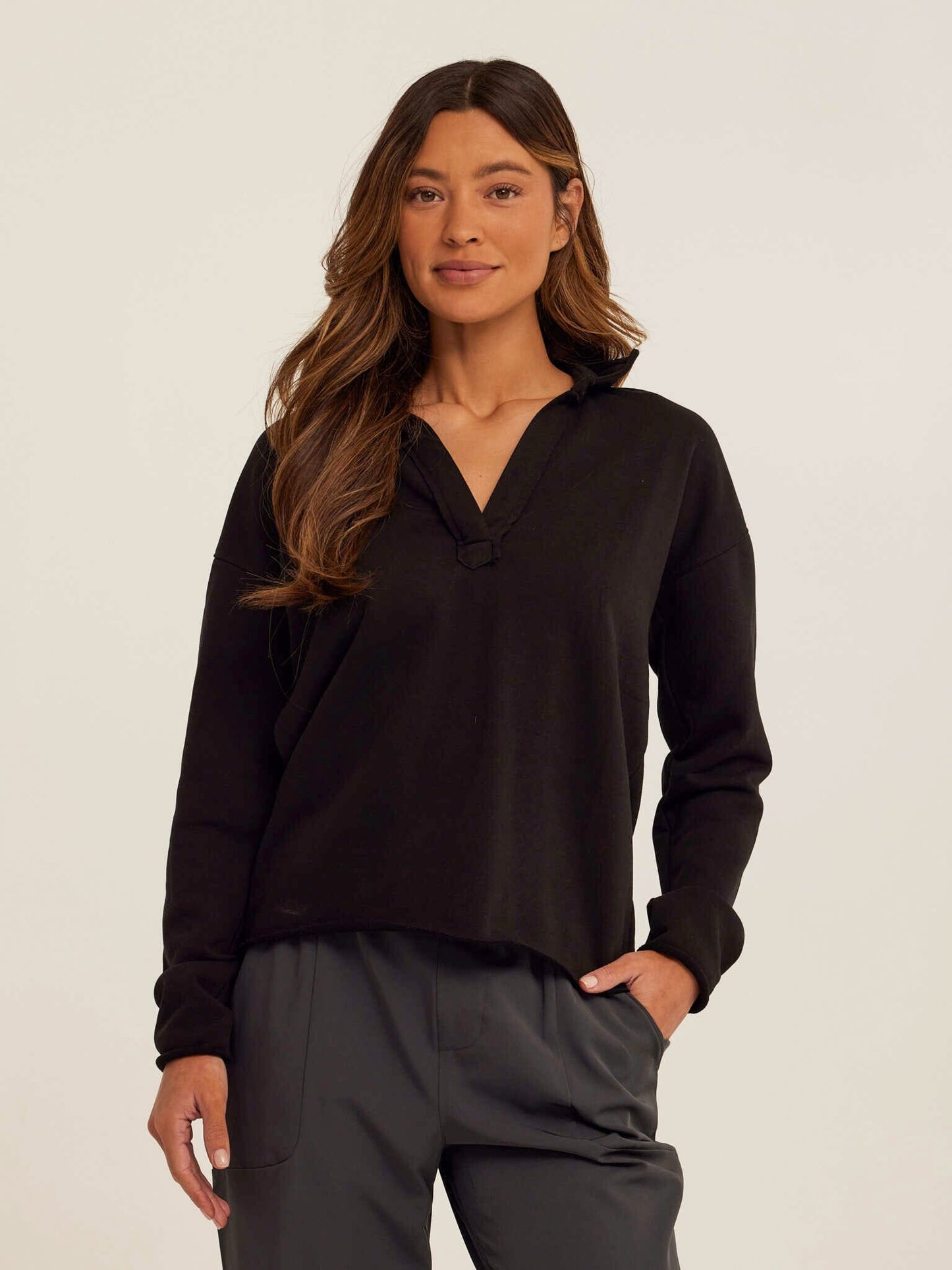 Lucetta Cotton Blend Terry Collar Top