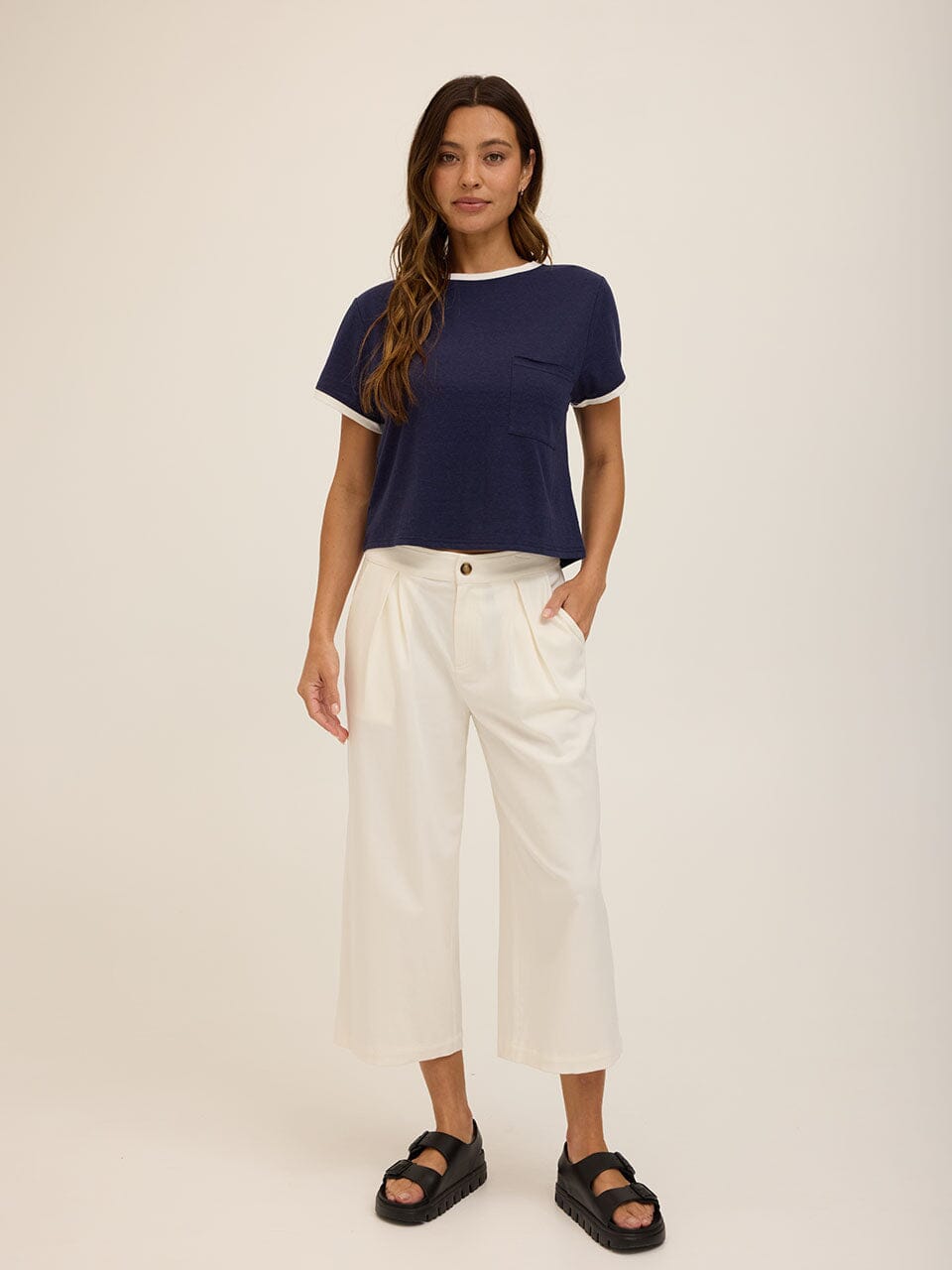 Shelbie Triblend Jersey Pocket Ringer Tee