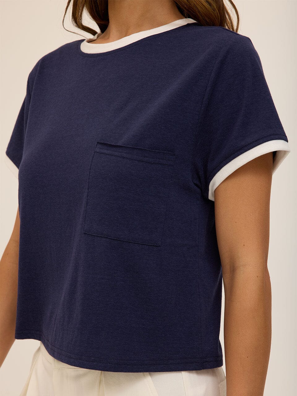 Shelbie Triblend Jersey Pocket Ringer Tee
