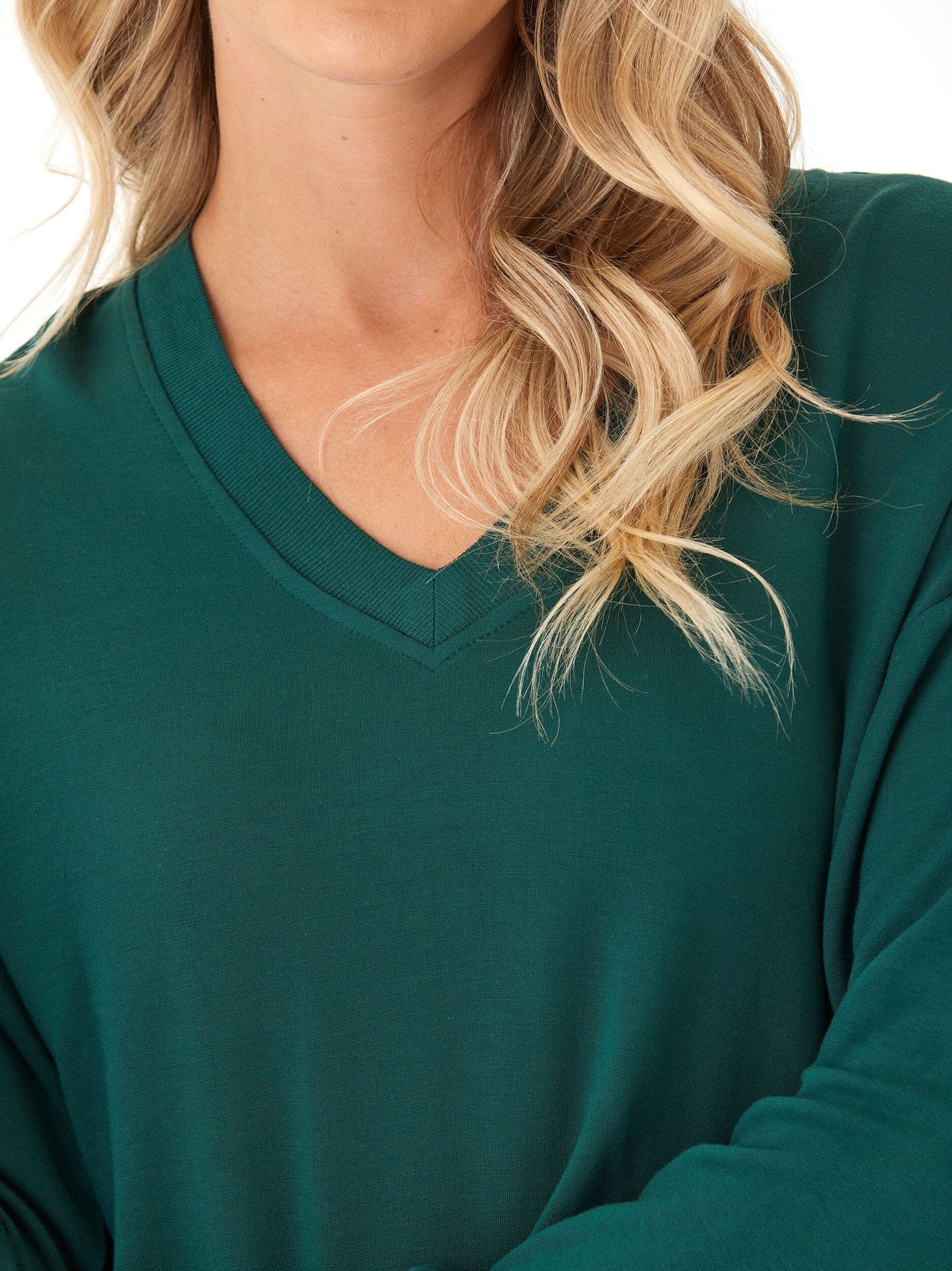Elyzza Feather Fleece V-Neck Pullover