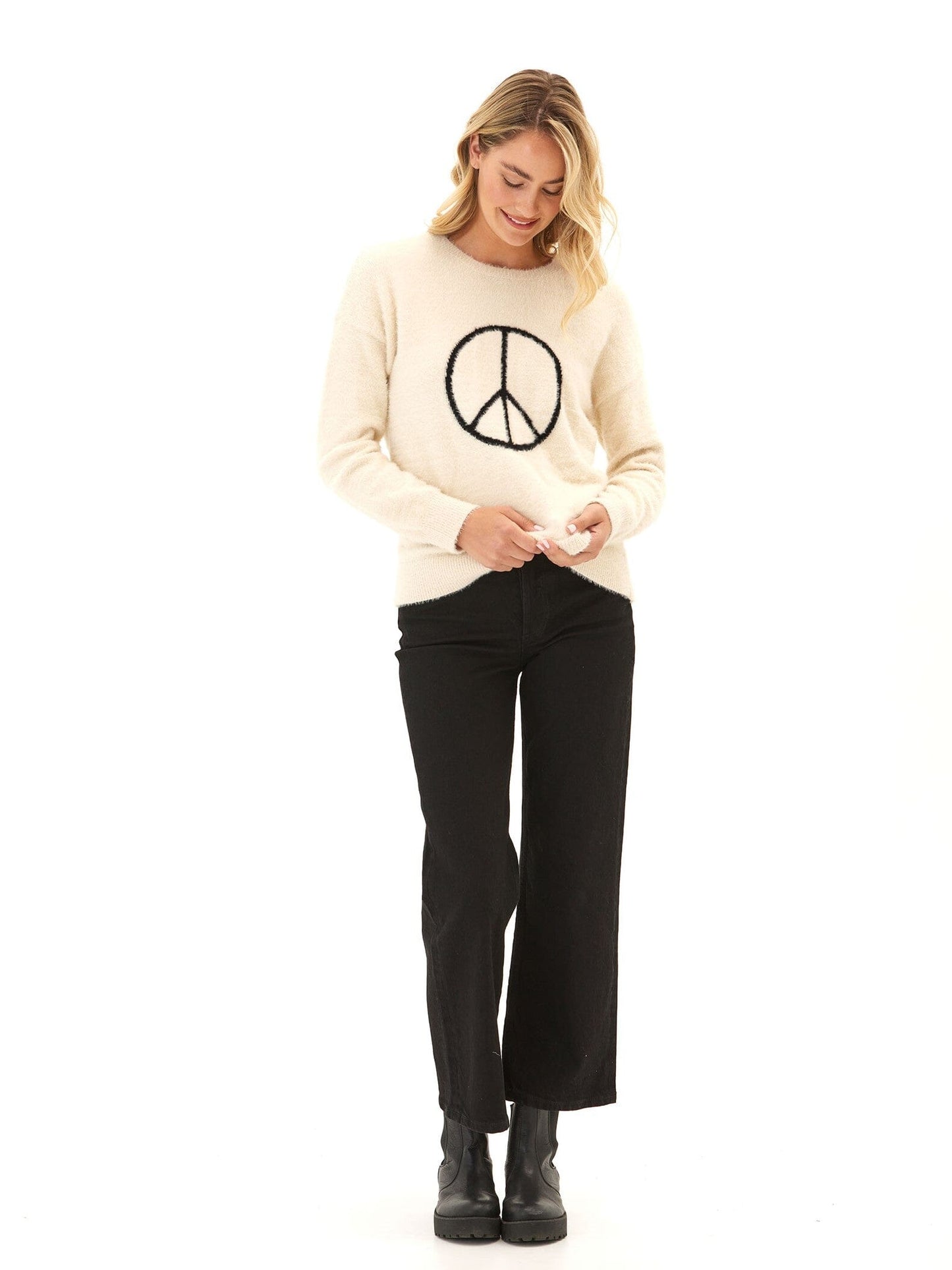 Fuzzy Knit Graphic Pullover