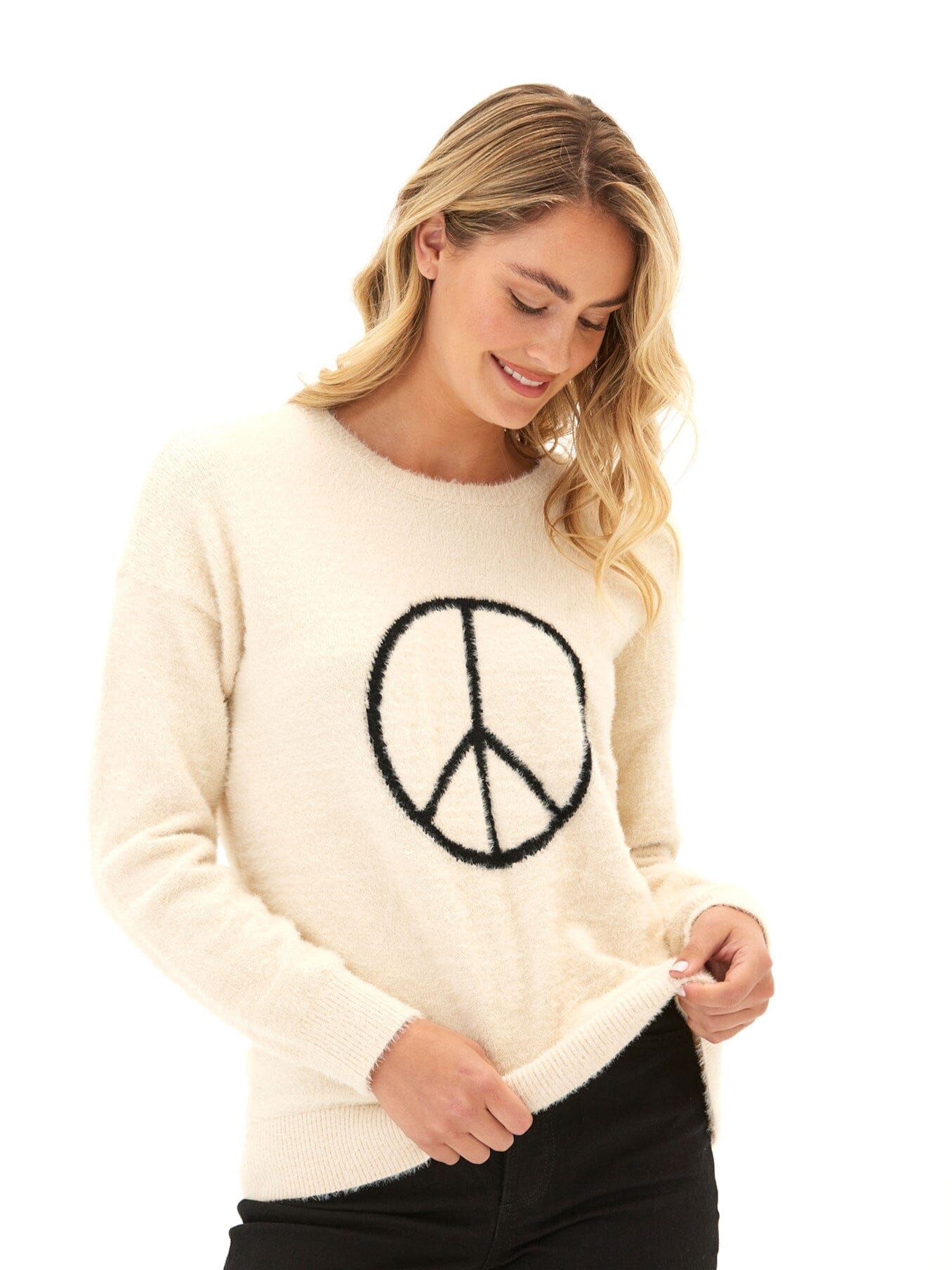Fuzzy Knit Graphic Pullover