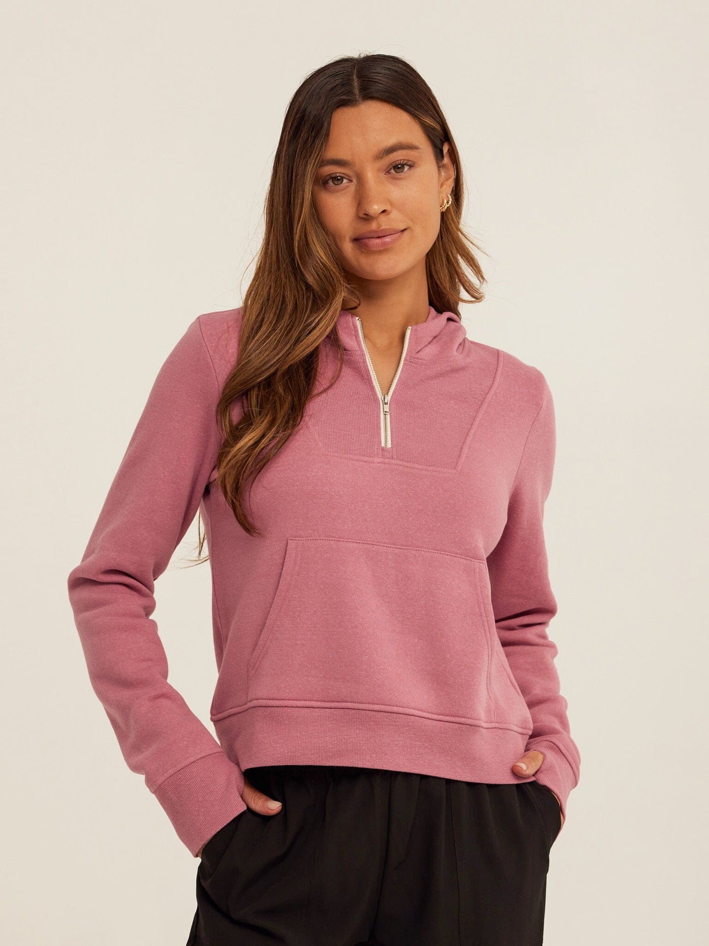 Tyra Triblend Fleece Quarter Zip Hoodie