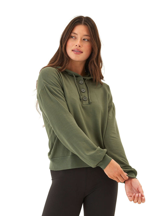 Tanisha Feather Fleece Henley Hoodie