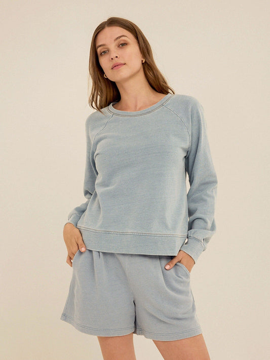 Mabel Denim Terry Raglan Pullover