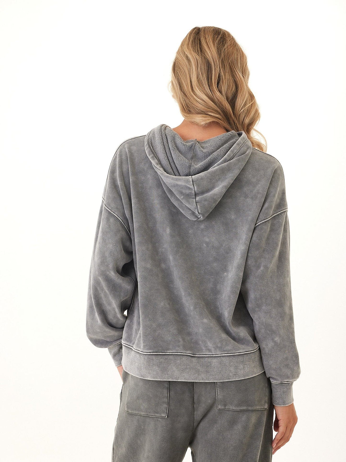 Marcellina Mineral Wash CVC Fleece Pullover Hoodie