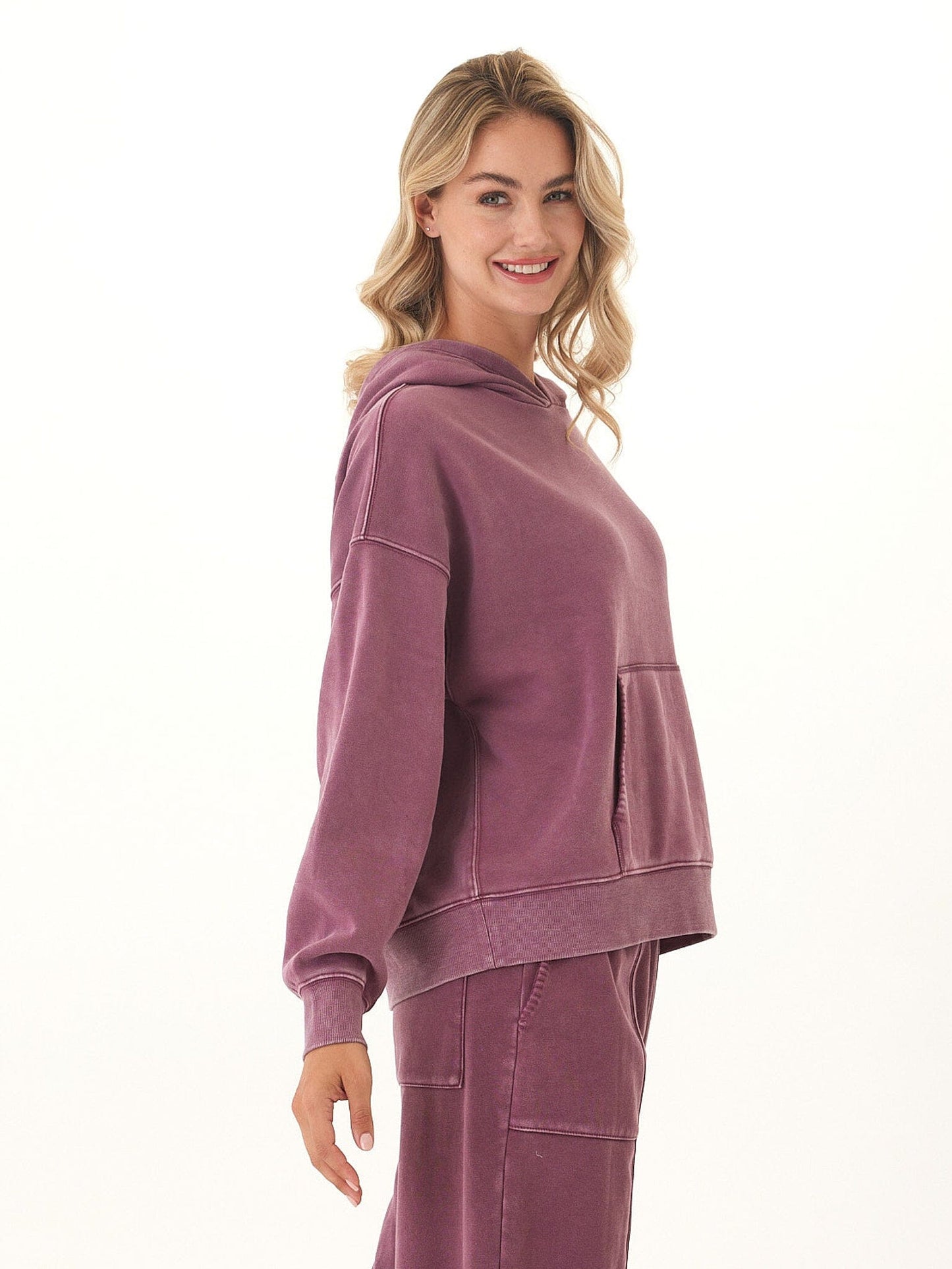 Marcellina Mineral Wash CVC Fleece Pullover Hoodie