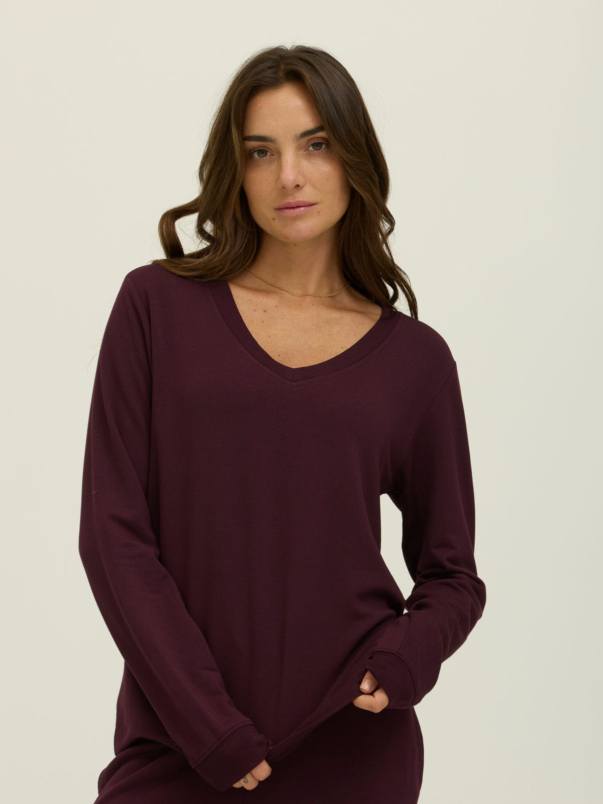 Edwina Feather Fleece V-Neck Pullover
