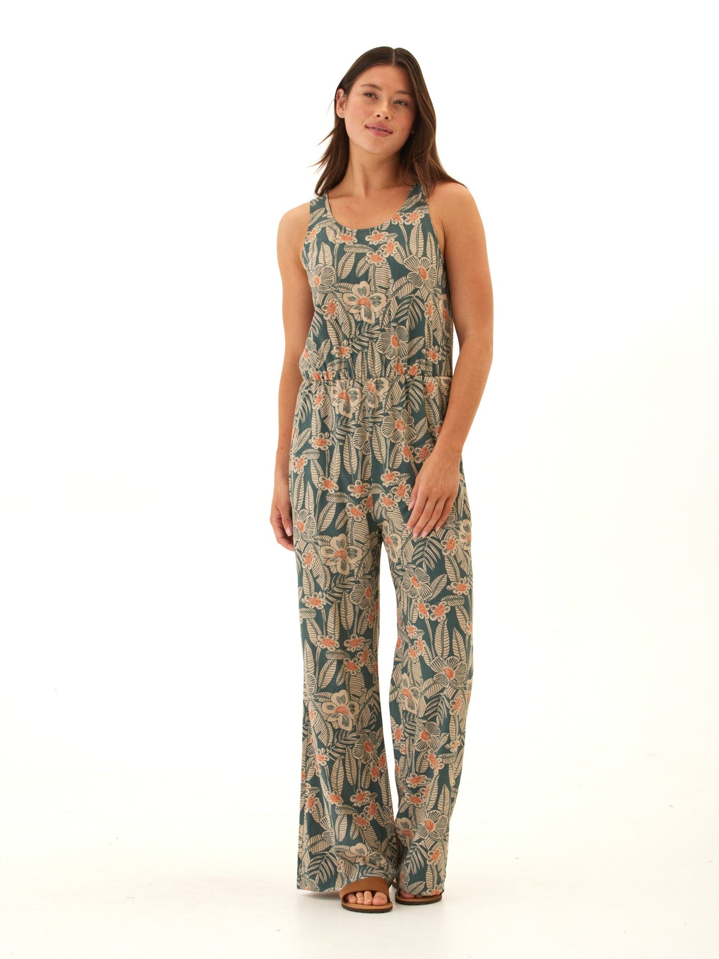 Colleen Island Flora Print Woven Jumpsuit