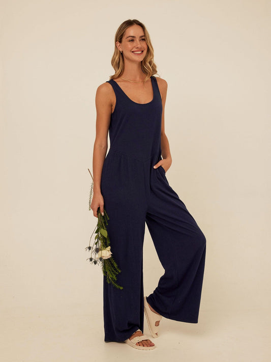 Eira Smocked Jersey Jumpsuit